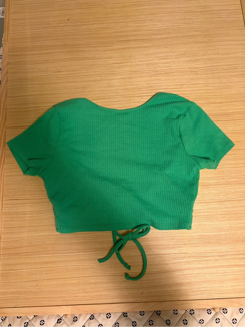 wild fable Green Ribbed Tie-Front Crop Top - Picture 2 of 2